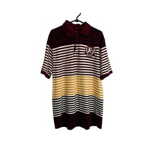 Evolution in Design Striped Short Sleeve Polo Shirt Maroon Gold Mens Size XL